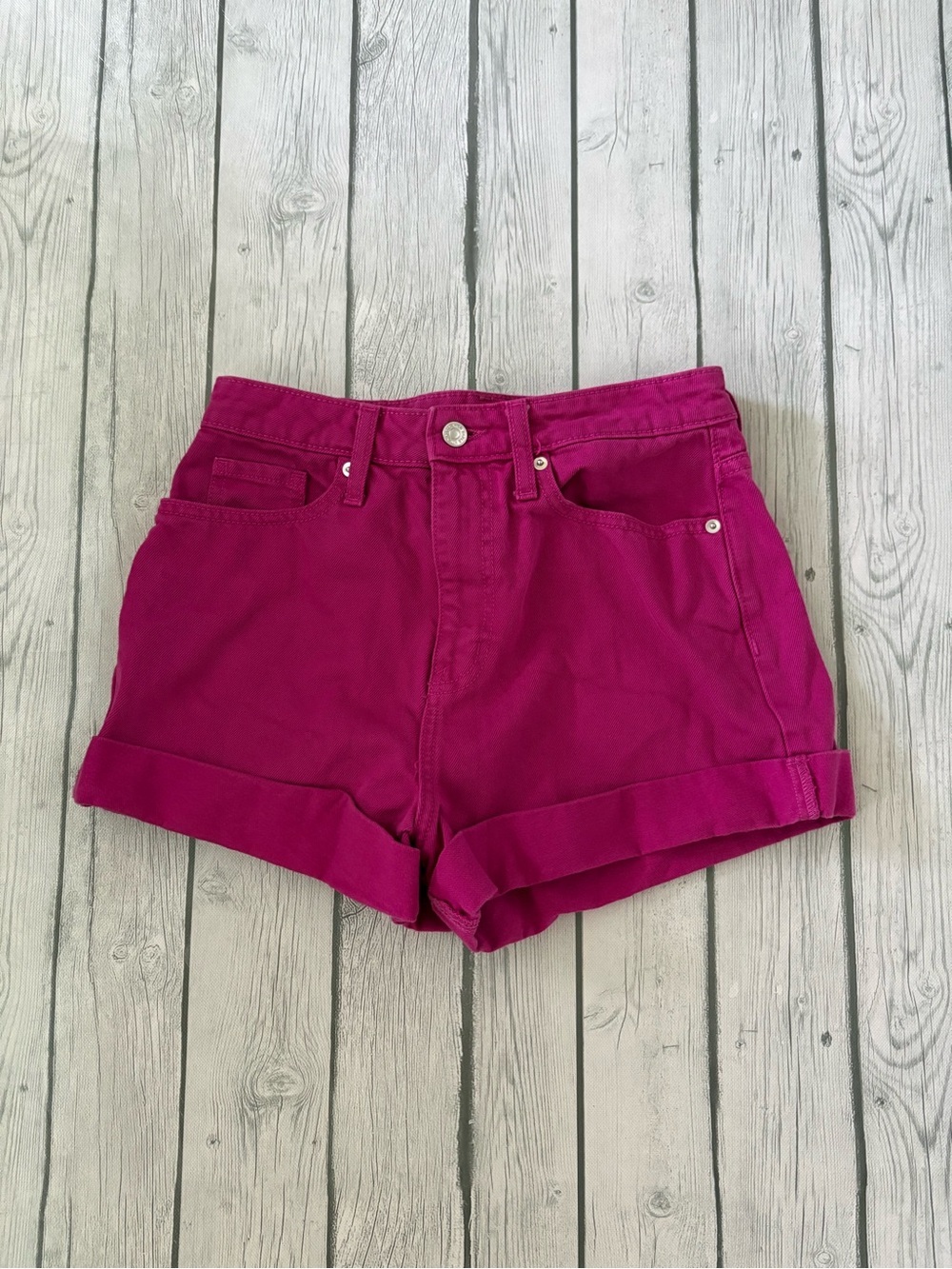 Wild Fable Fuchsia High-Rise Mom Cuffed Denim Shorts
